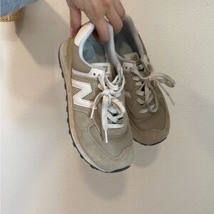 New Balance Women's Green and White Sneakers